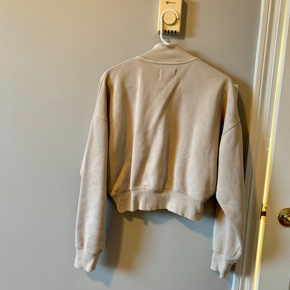 Wilfred Free Cropped Quarter Zip Fleece Sweatshirt Size M - Picture 3 of 4